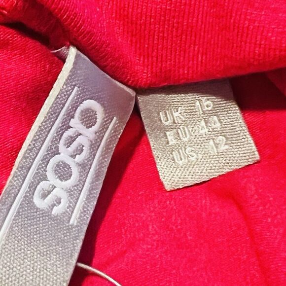 ASOS Hot Pink Criss Cross Viscose Blend Stretchy Party Dress Festival Size 12 - Picture 8 of 11